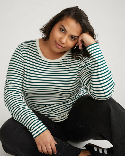 Universal Standard Long Sleeve Tee Rex - Bone/Botanic Stripe