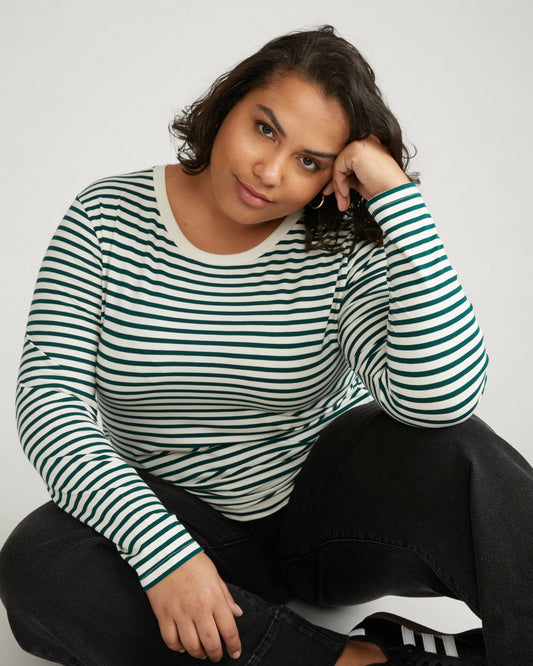 Universal Standard Long Sleeve Tee Rex - Bone/Botanic Stripe