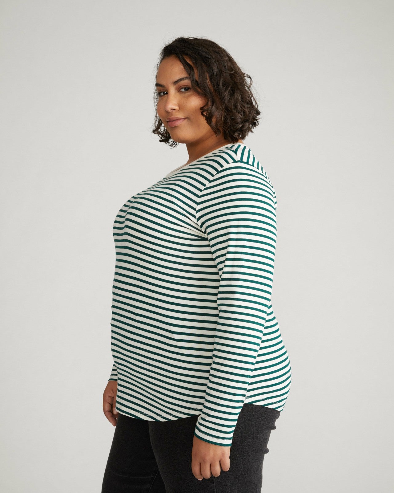 Universal Standard Long Sleeve Tee Rex - Bone/Botanic Stripe