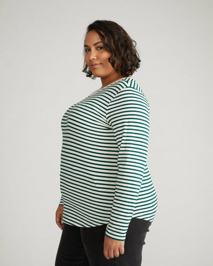Universal Standard Long Sleeve Tee Rex - Bone/Botanic Stripe