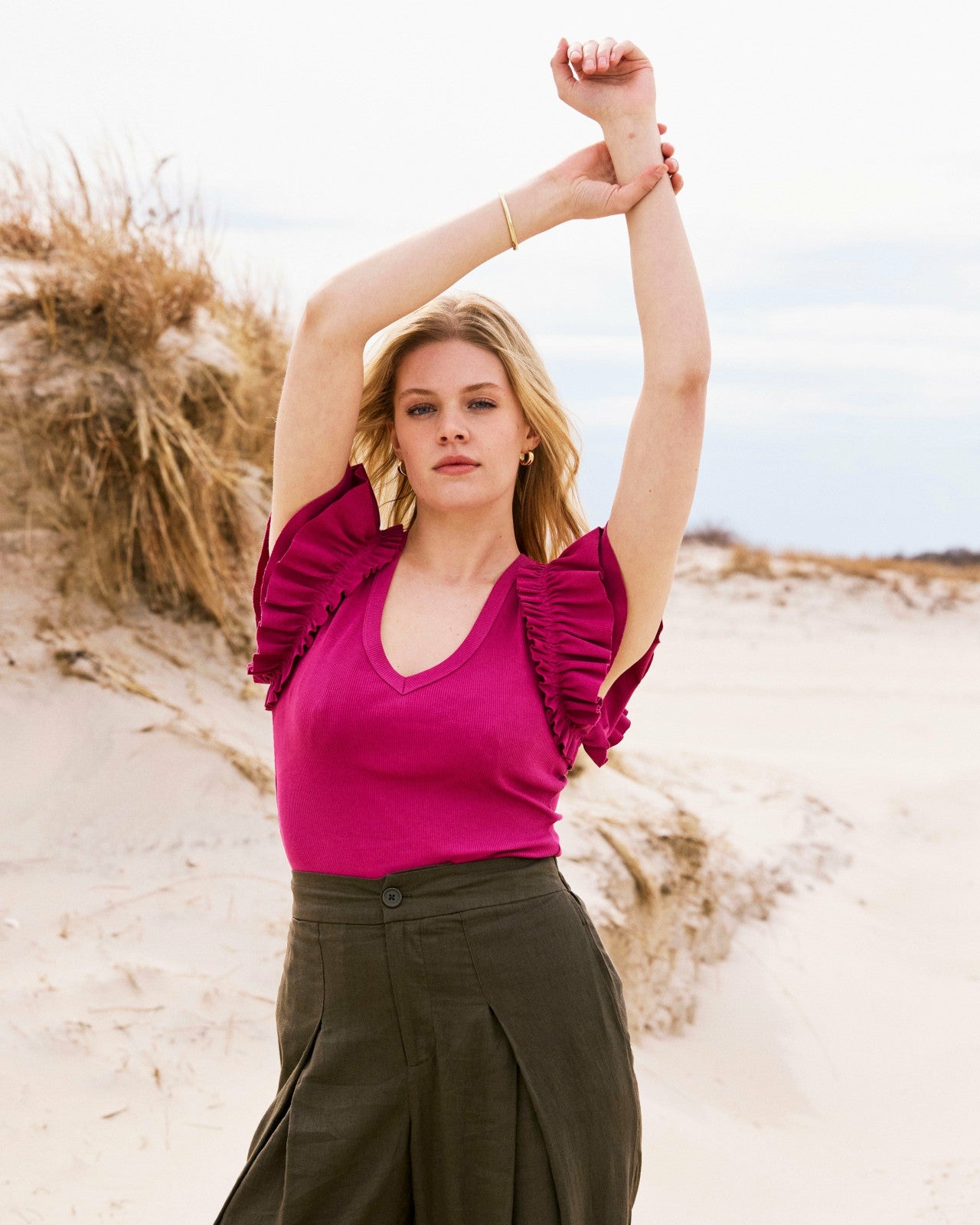 Universal Standard Magnolia Ribbed Top - Hyper Pink