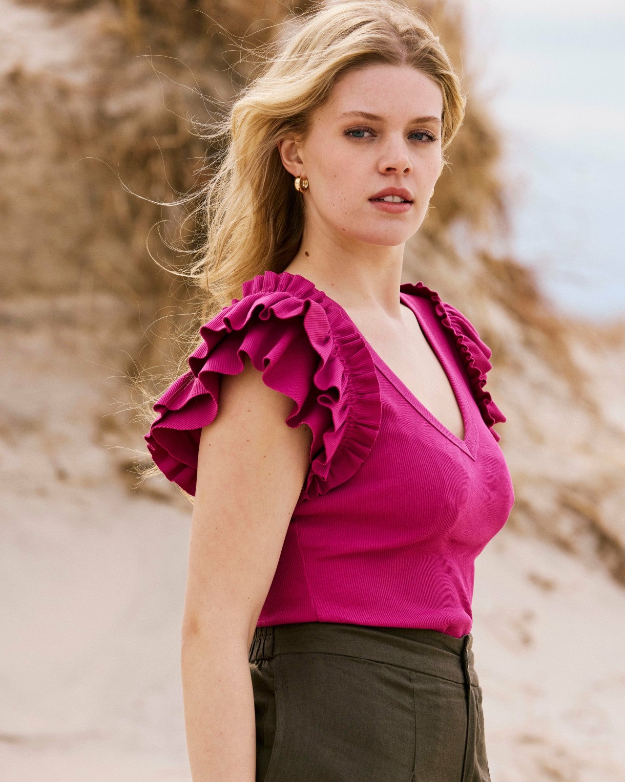 Universal Standard Magnolia Ribbed Top - Hyper Pink