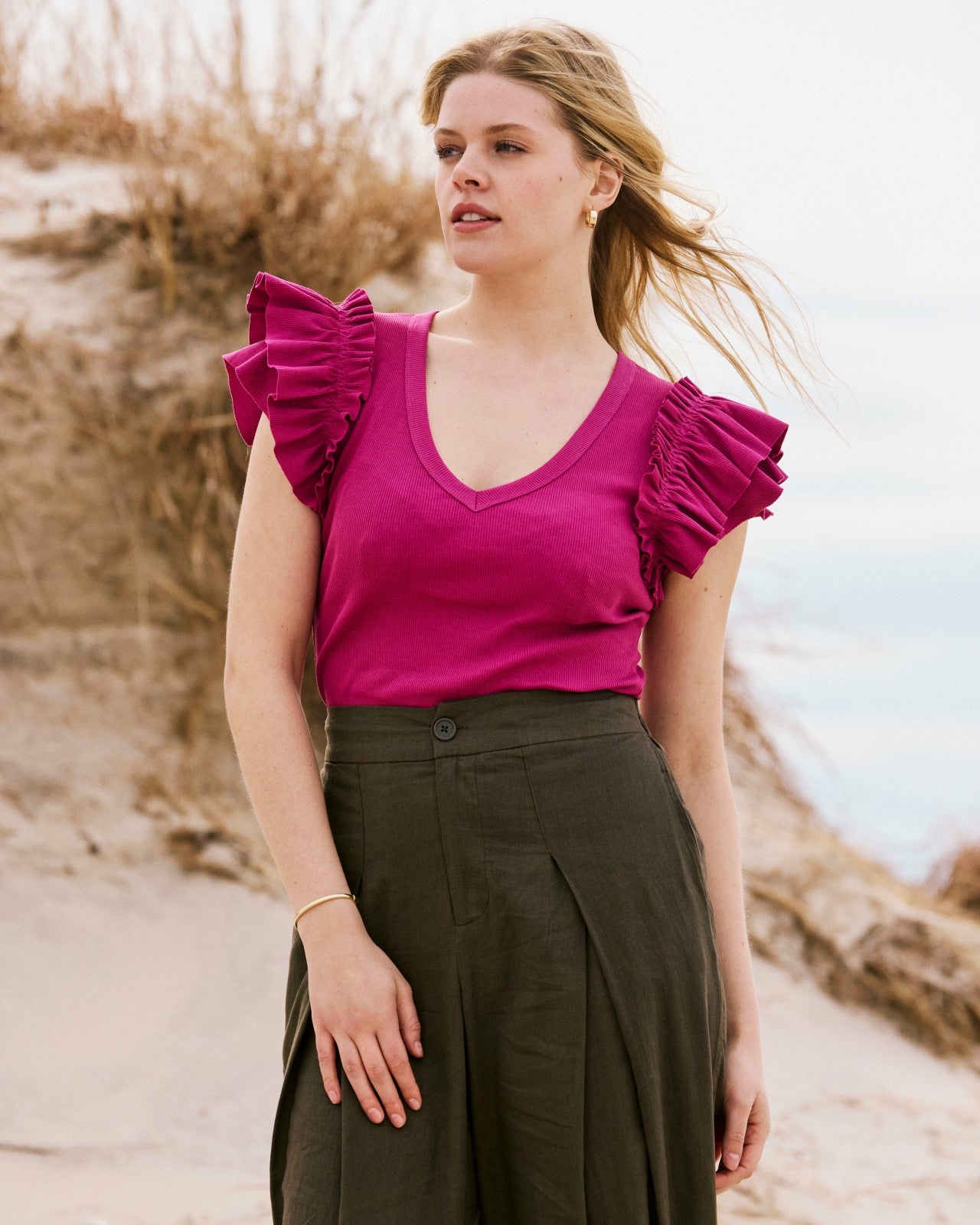 Universal Standard Magnolia Ribbed Top - Hyper Pink