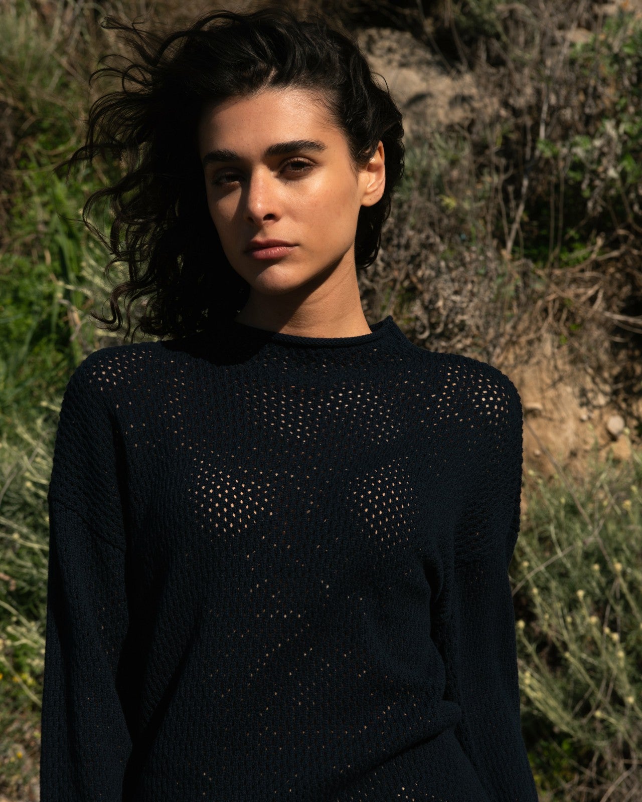 Universal Standard Positano Pointelle Mock Neck Sweater - Black