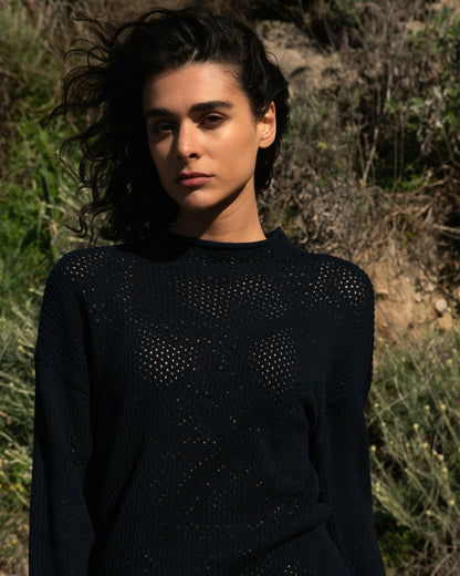 Universal Standard Positano Pointelle Mock Neck Sweater - Black