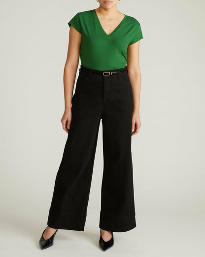 Universal Standard Ashley V Neck Cap Sleeve Tee - Green Park
