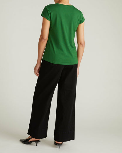 Universal Standard Ashley V Neck Cap Sleeve Tee - Green Park