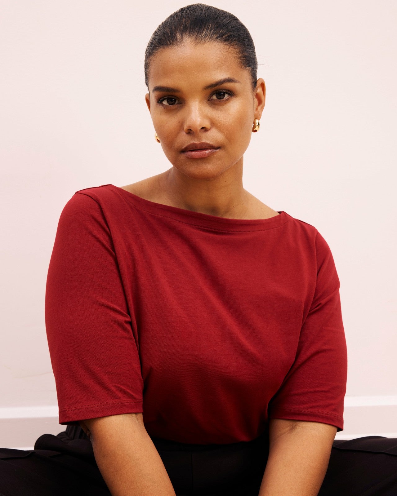 Universal Standard Bella Boatneck Tee - Garnet