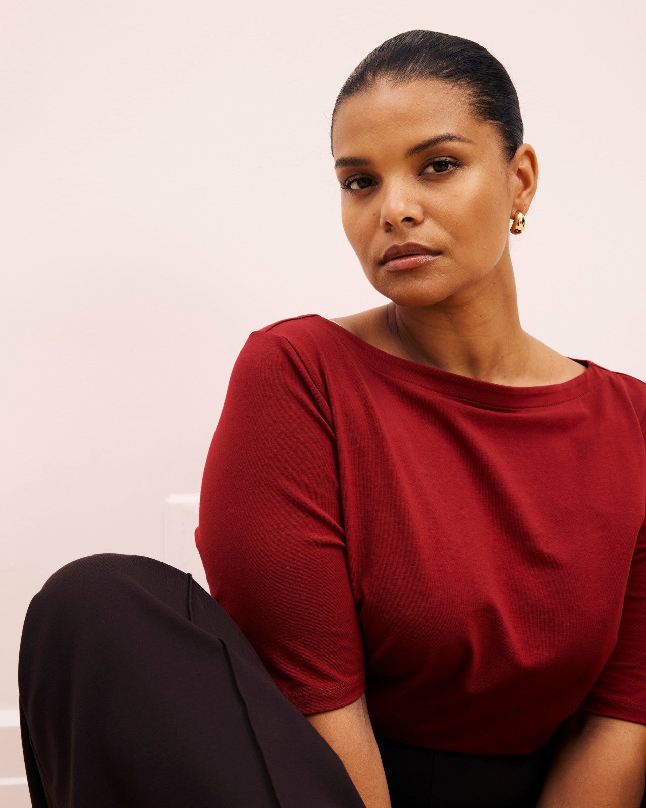 Universal Standard Bella Boatneck Tee - Garnet