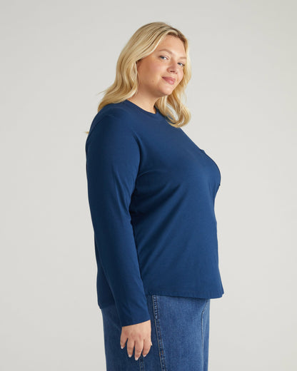 Universal Standard Long Sleeve Garcon Tee - Pageant Blue