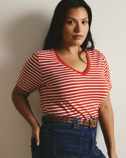 Universal Standard V Rex - Poppy/Ecru Stripe
