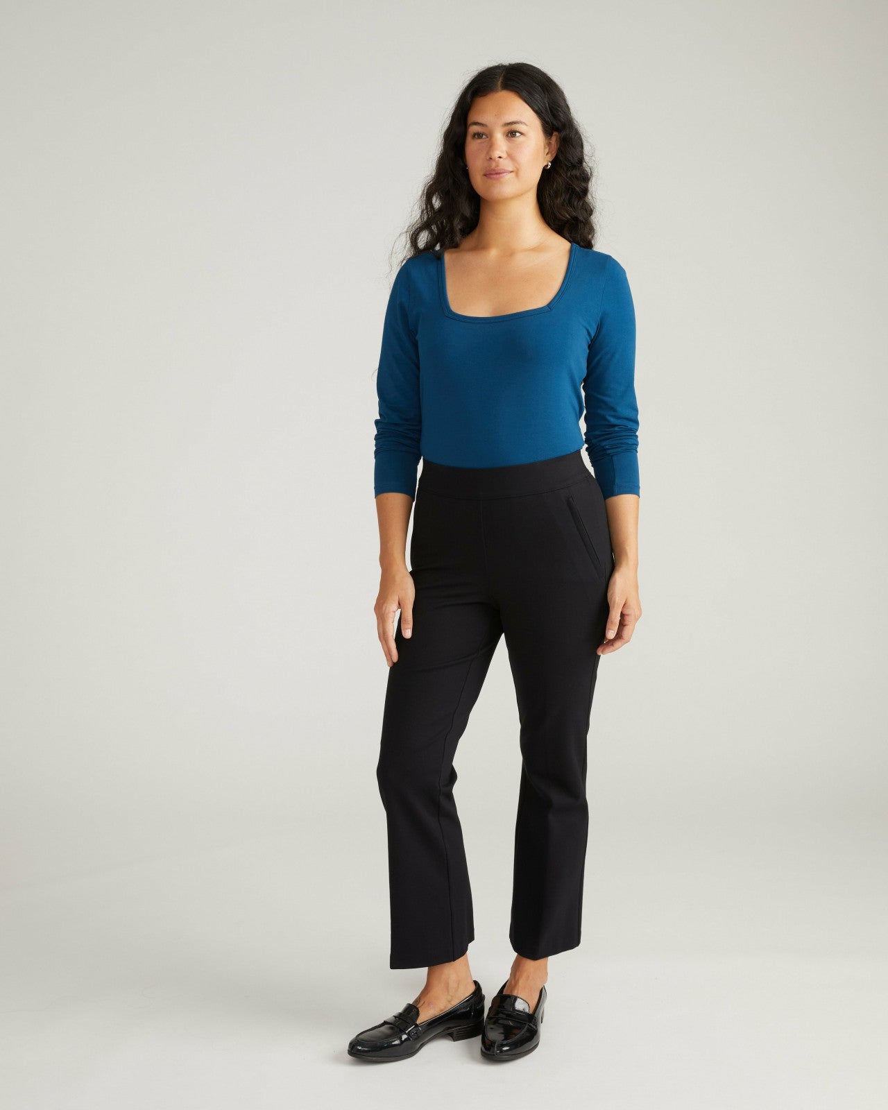 Universal Standard Long Sleeve Square Neck Tee - Deep Teal