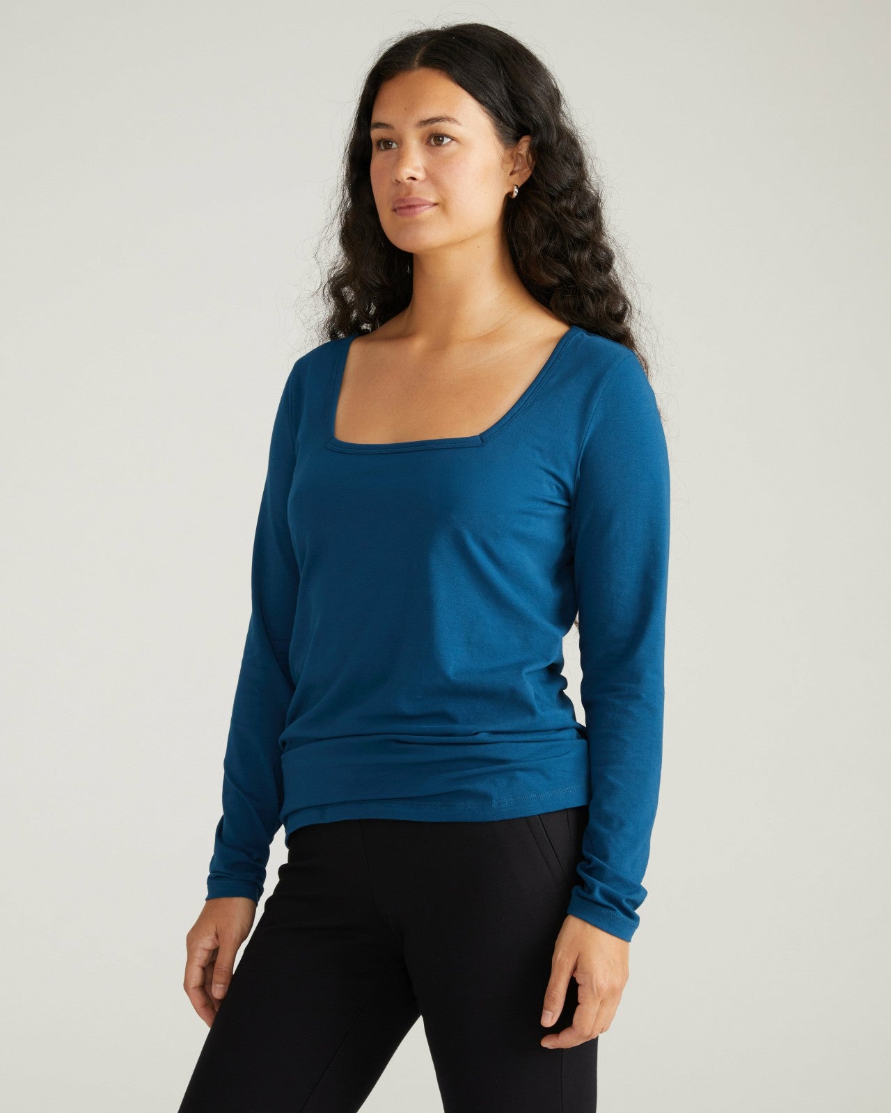 Universal Standard Long Sleeve Square Neck Tee - Deep Teal