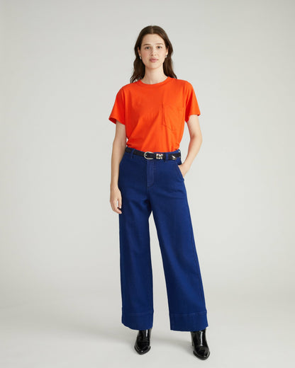 Universal Standard Breton Stripe Garcon Tee - Solid Poppy