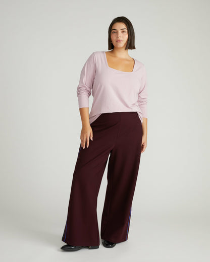 Universal Standard Long Sleeve Square Neck Tee - Pale Mauve