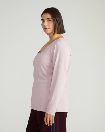 Universal Standard Long Sleeve Square Neck Tee - Pale Mauve