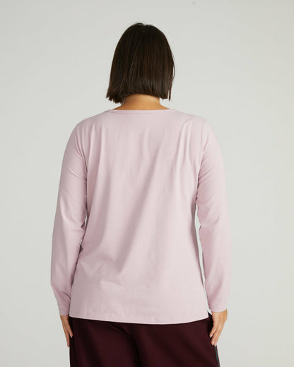 Universal Standard Long Sleeve Square Neck Tee - Pale Mauve
