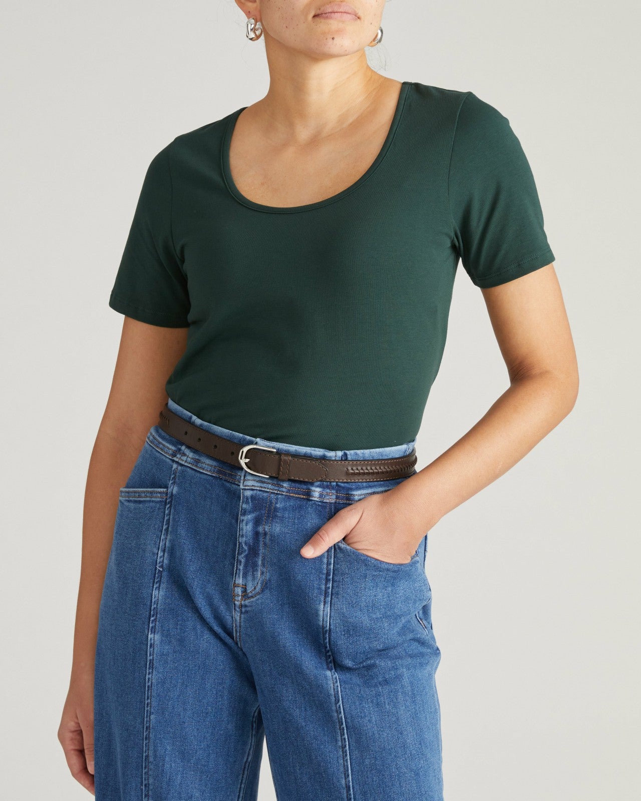 Universal Standard Scoop Neck Tee - Forest Green