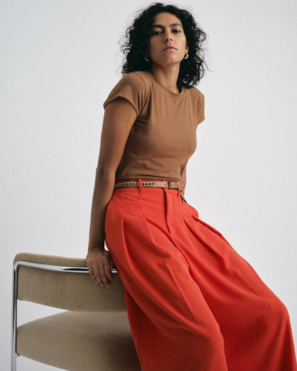 Universal Standard Ashley Cap Sleeve Tee - Classic Camel
