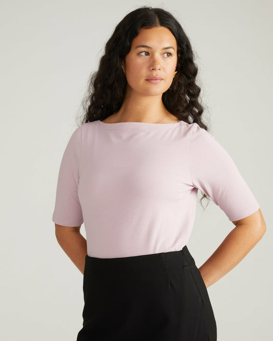 Universal Standard Bella Boatneck Tee - Pale Mauve