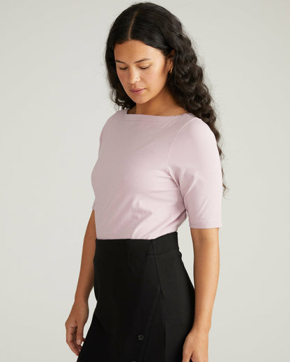 Universal Standard Bella Boatneck Tee - Pale Mauve