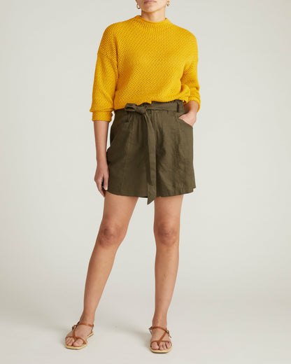 Universal Standard Positano Pointelle Mock Neck Sweater - Goldenrod
