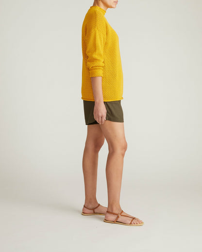 Universal Standard Positano Pointelle Mock Neck Sweater - Goldenrod