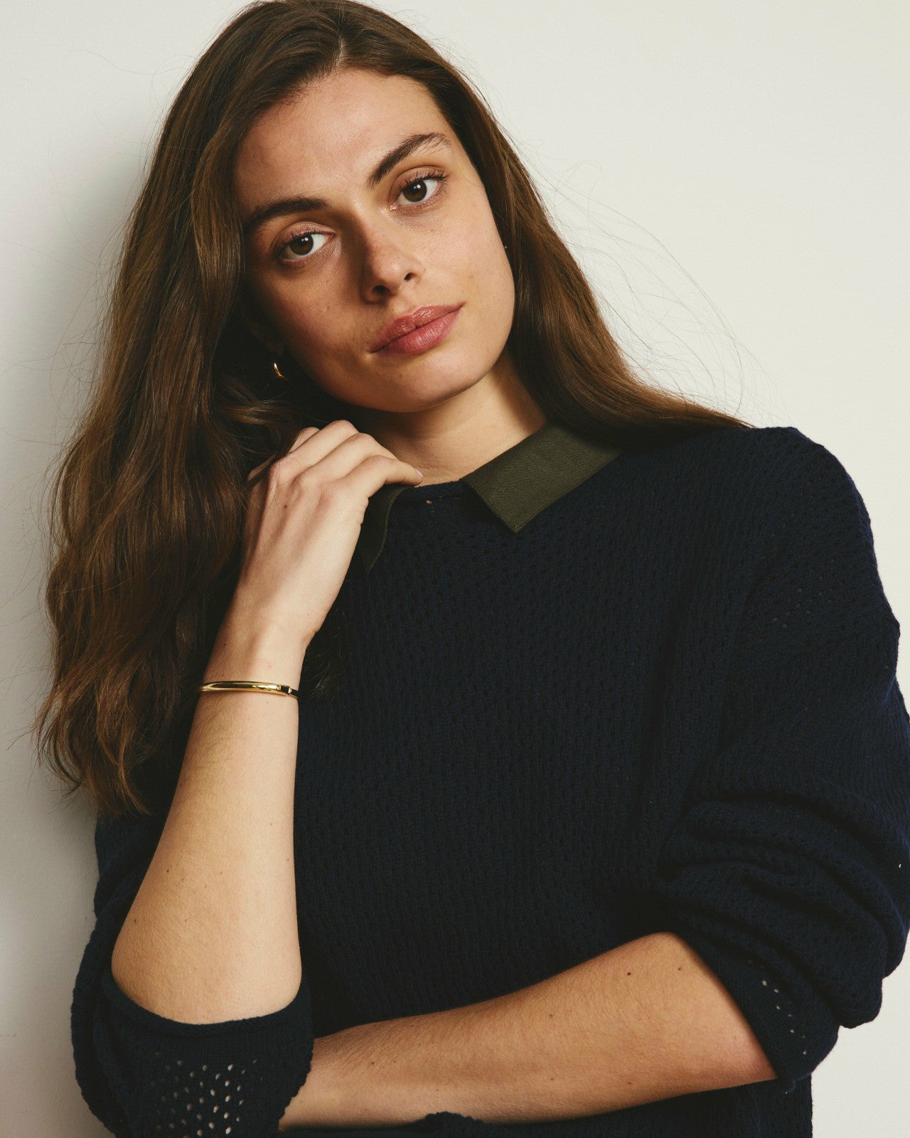 Universal Standard Positano Pointelle Mock Neck Sweater - Navy