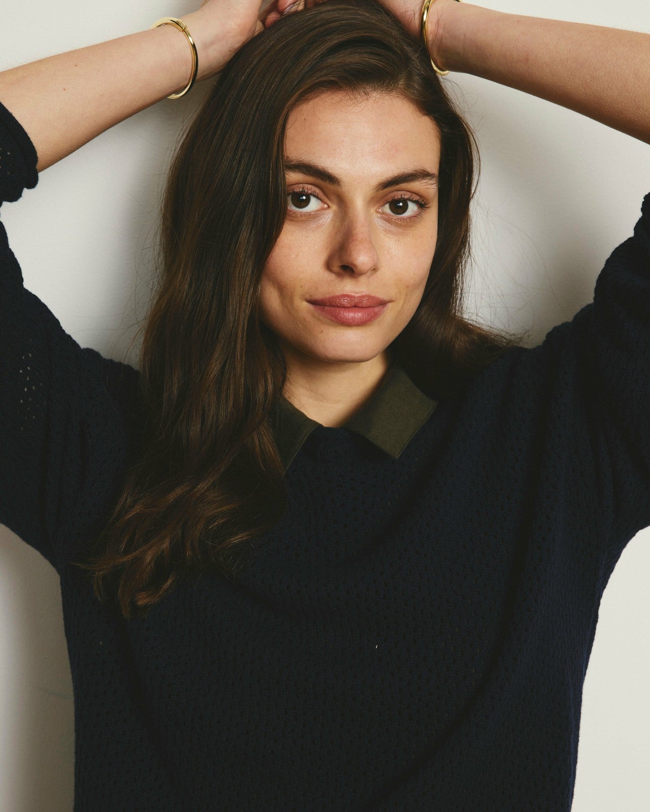 Universal Standard Positano Pointelle Mock Neck Sweater - Navy