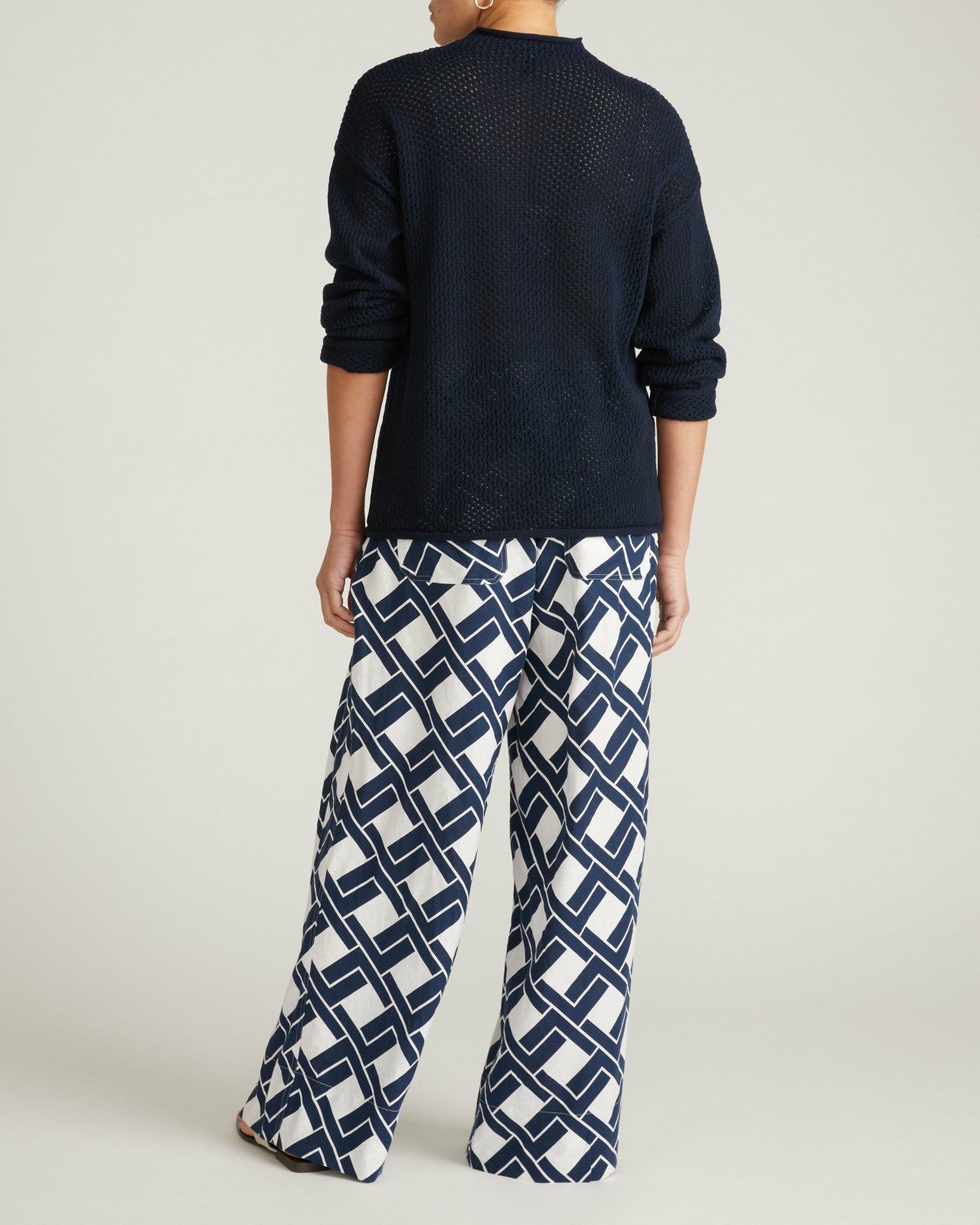 Universal Standard Positano Pointelle Mock Neck Sweater - Navy