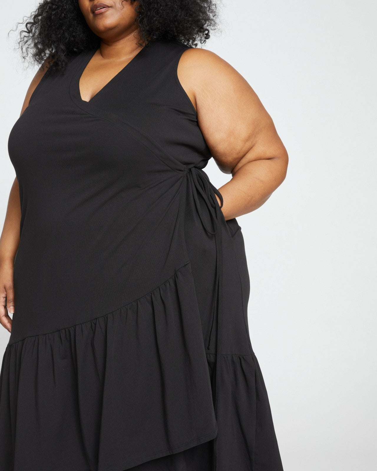 Universal Standard Tiered Twirl Wrap Dress - Black
