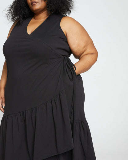 Universal Standard Tiered Twirl Wrap Dress - Black