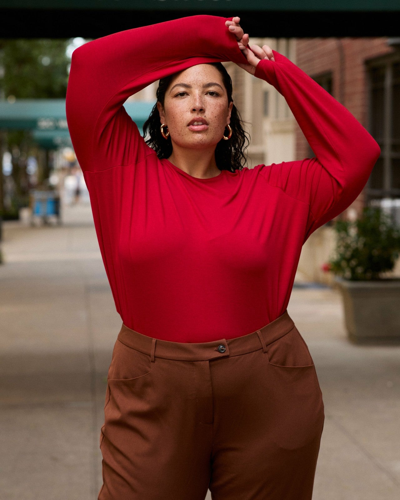 Universal Standard Joan Liquid Jersey Long Sleeve Top - New York Red