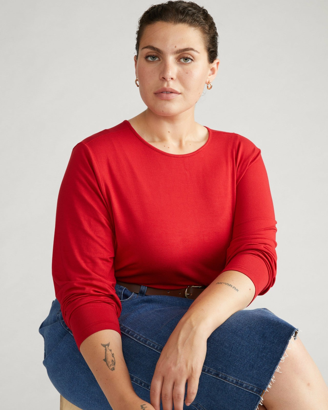 Universal Standard Joan Liquid Jersey Long Sleeve Top - New York Red