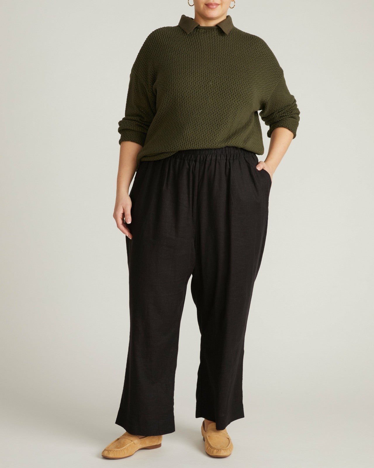 Universal Standard Positano Pointelle Mock Neck Sweater - Camo