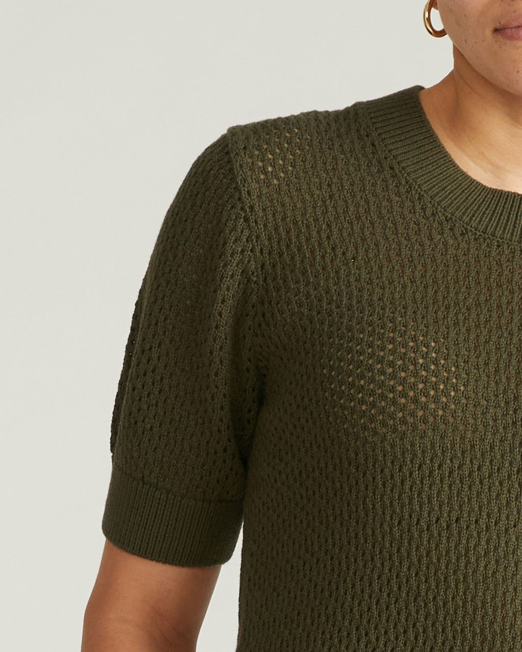 Universal Standard Positano Pointelle Mock Neck Sweater - Camo