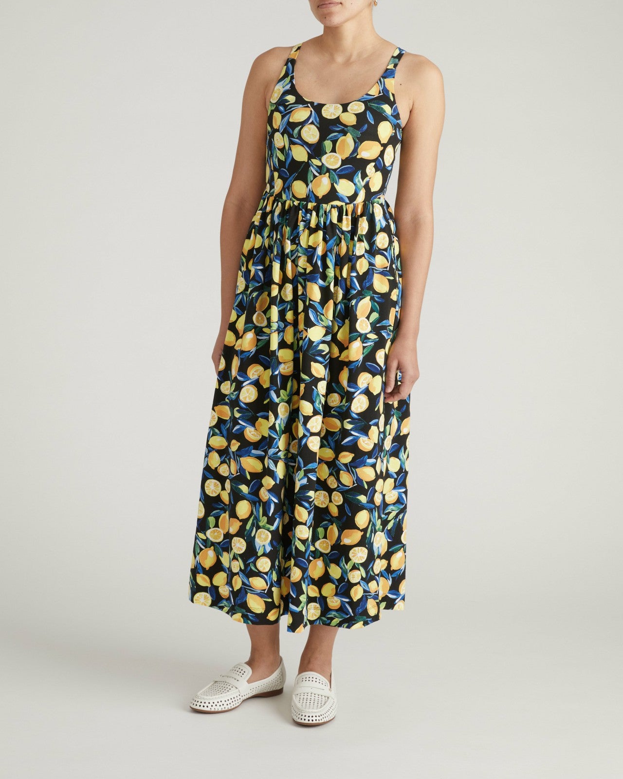 Universal Standard Cayo Cami Dress - Black Limoncello Print