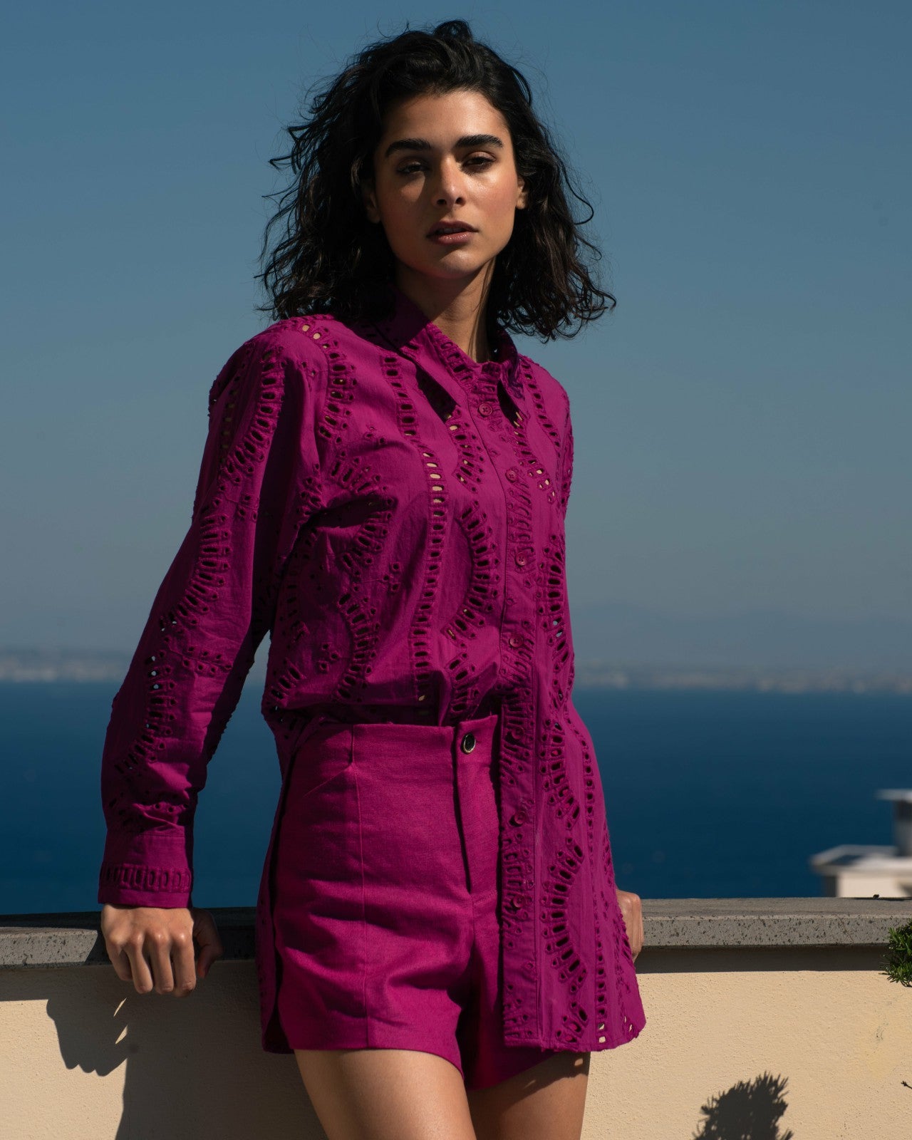 Universal Standard The Embroidered Artist Poplin Shirt - Hyper Pink