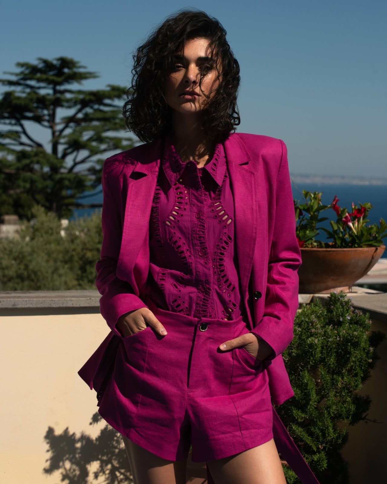 Universal Standard The Embroidered Artist Poplin Shirt - Hyper Pink