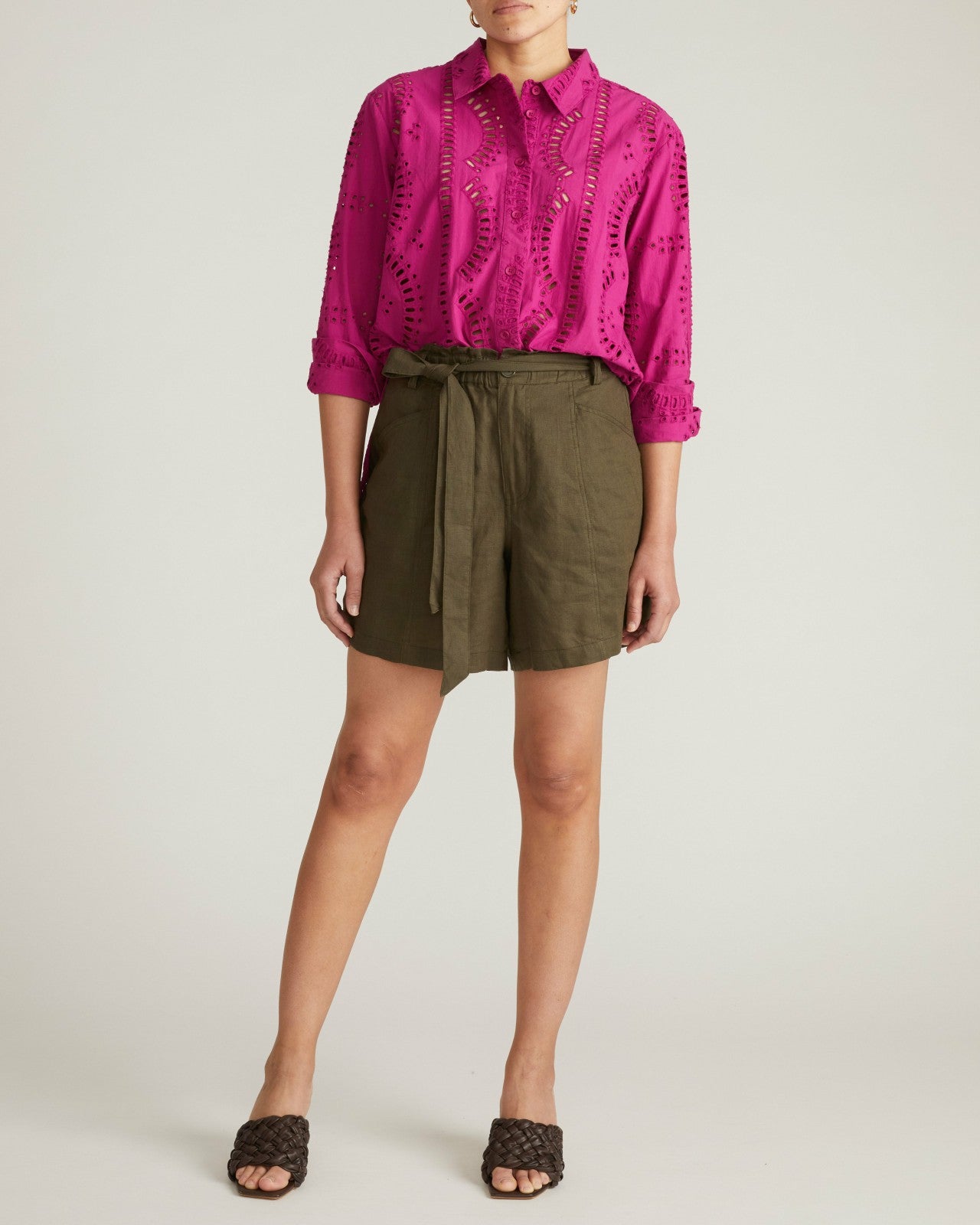 Universal Standard The Embroidered Artist Poplin Shirt - Hyper Pink