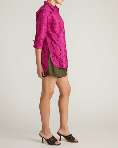 Universal Standard The Embroidered Artist Poplin Shirt - Hyper Pink
