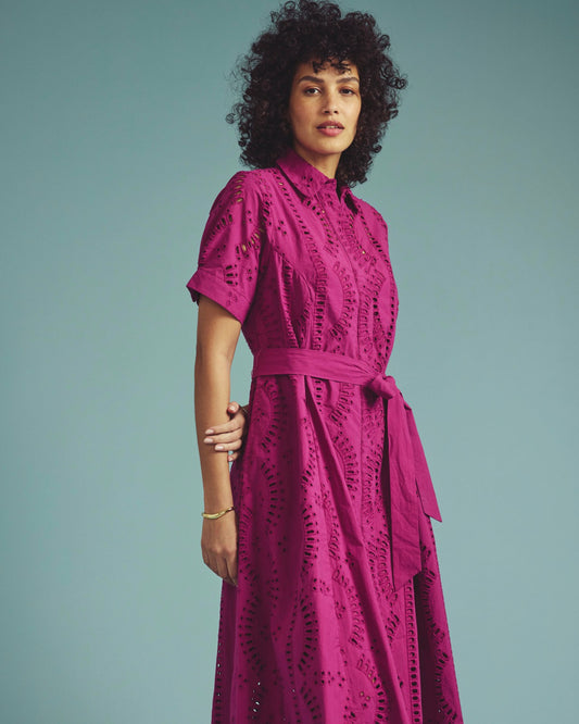 Universal Standard Tina Cotton Poplin Shirtdress - Hyper Pink