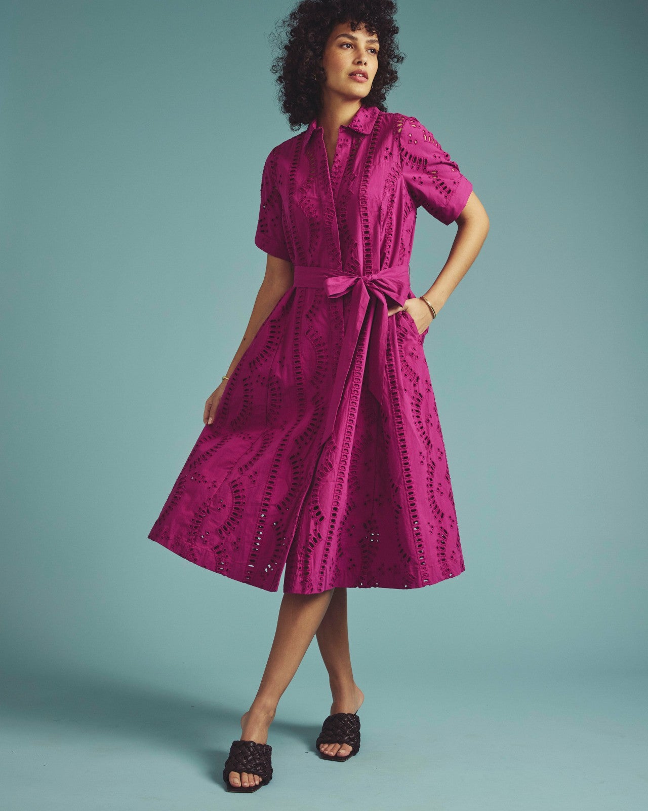 Universal Standard Tina Cotton Poplin Shirtdress - Hyper Pink
