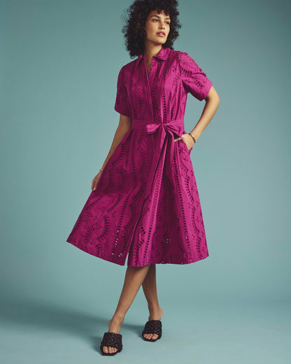 Universal Standard Tina Cotton Poplin Shirtdress - Hyper Pink