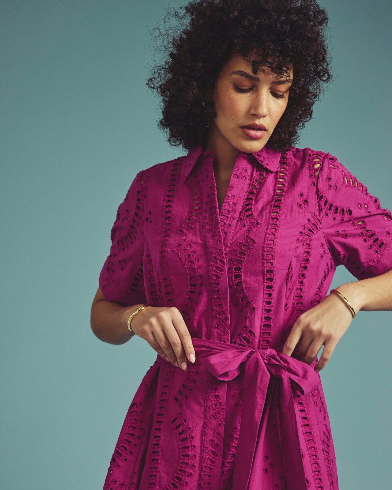 Universal Standard Tina Cotton Poplin Shirtdress - Hyper Pink